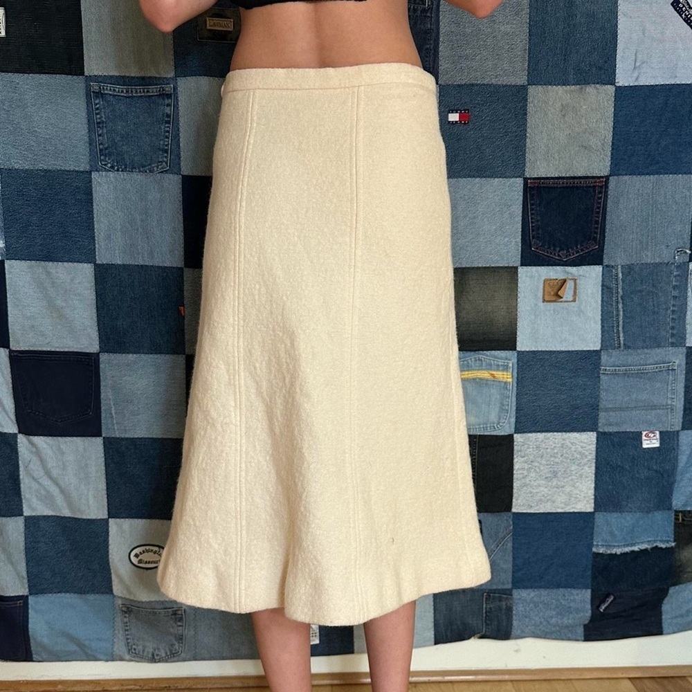 Chic Beige wool vintage Midi Skirt - Picture 3 of 5